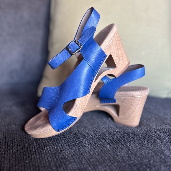 Dansko | Tasha Royal Blue Cut Out Heel  Blue Wedge Sandals | Sz 40
